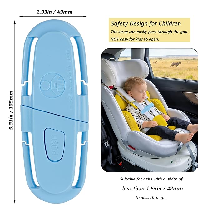Universal Car Seat Chest Clip, Adjustable Harness Positioning Clip for Stroller and Booster Seat, Anti-Slip Shoulder Straps Holder Accessory for Parents (1 Pack, Blue)