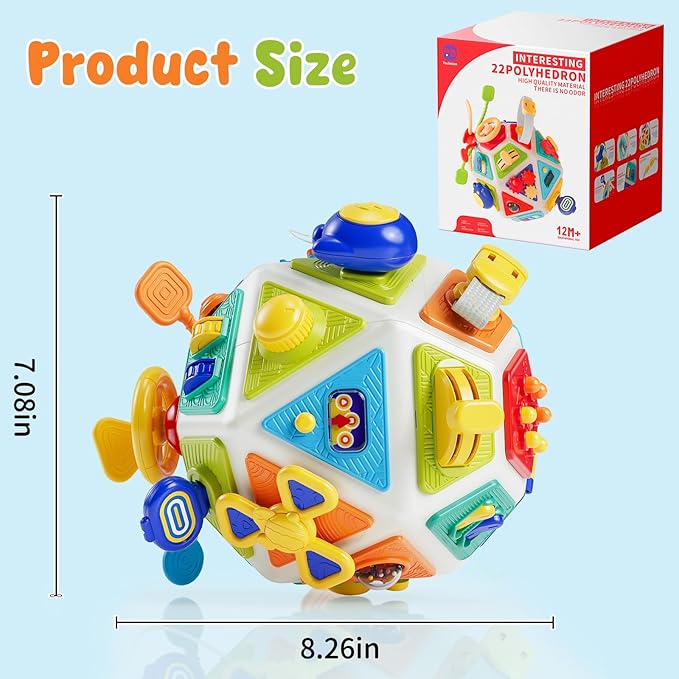 22-in-1 Baby Busy Board Activity Cube Toys, Montessori Toy for 1 Year Old Toddlers, Educational Learning Sensory Travel Toys for Infant 6-12 12-18 Months, 1st Baby Valentines Day Gifts for Boys Girls