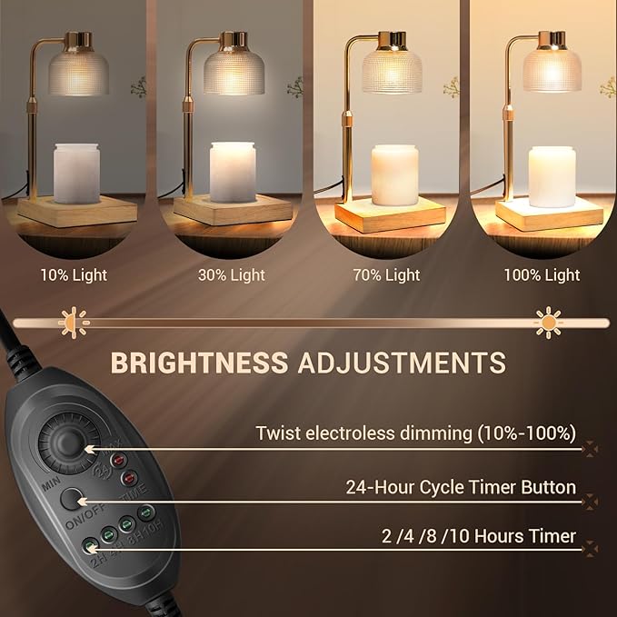 KLL Candle Warmer Lamp with Timer: Mothers Day Gifts, Gifts for Mom, Birthday Gift for Women - House Warming Gift New Home Decor - Wax Melt Warmer for Jar Candles with 2 Bulbs