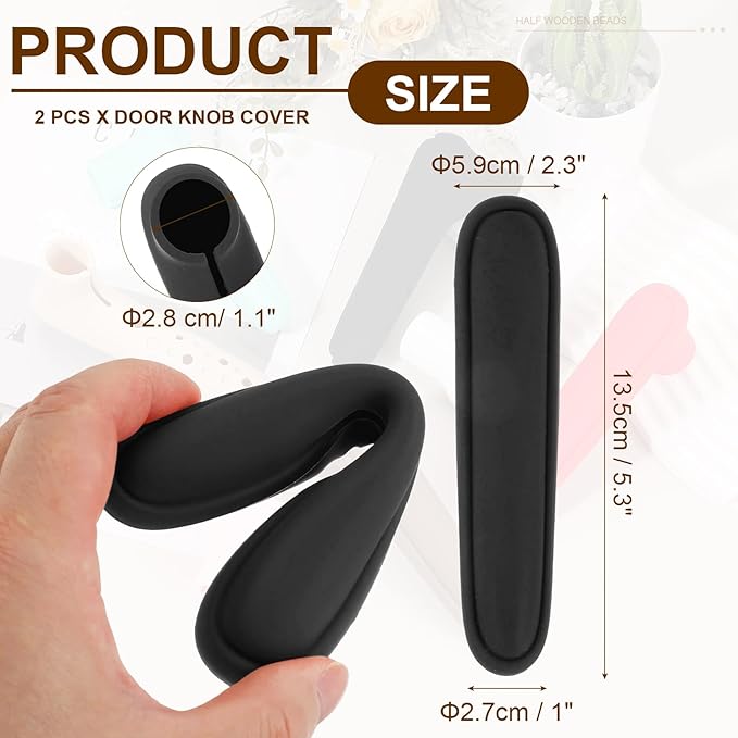 uxcell 2 Pcs Door Handle Covers, Silicone Safety Doors Knob Handle Protector Covers Anti-Collision Soft Doors Pull Cover for Bedrooms Bathrooms Offices, Black