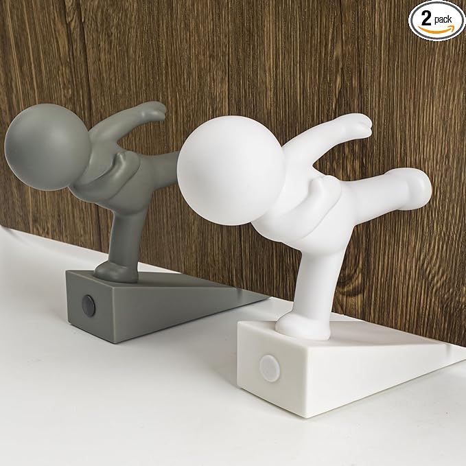 Cute Door Stop, Decorative and Sturdy, Decorative Door Stop, Lower Front Wedge Suitable for More Doors, White&Gray(Patented)