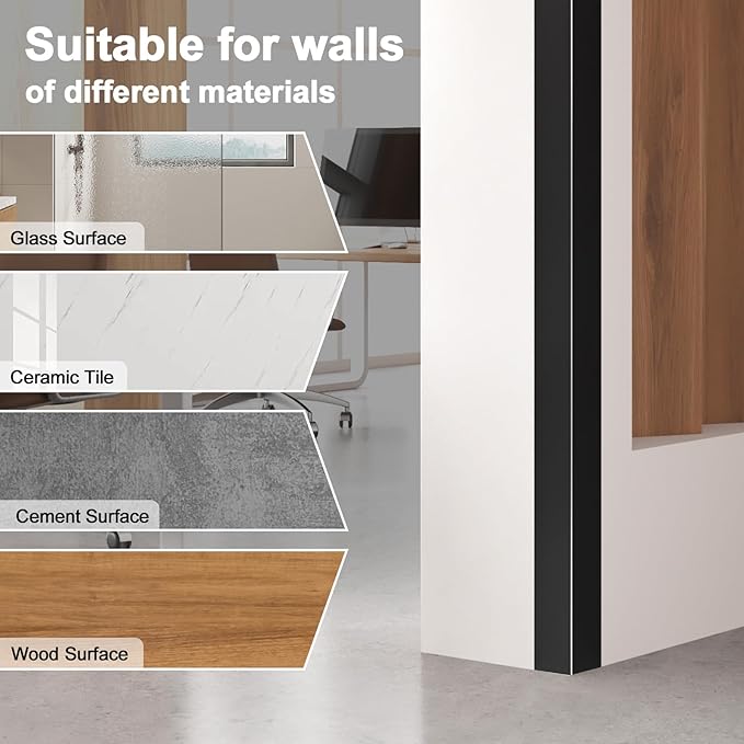 10PCS 48" Black Metal Corner Protectors, Aluminum Self Adhesive Corner Guards, Metal Wall Edge Protector Strip, Furniture Corner Protectors, Wall Cabinet Baseboard Decoration 48" x 1"
