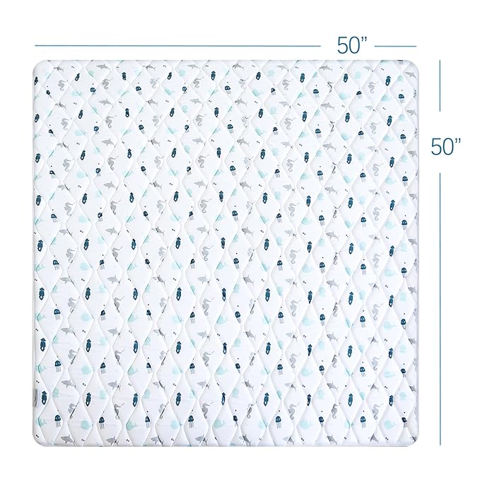 Premium Foam Baby Play Mat 50" X 50", Play Mat for Babies and Toddlers, Baby Floor Play Mat Non Slip, Kids Play Mat for Playpen, Thick One-Piece Crawling Mat, Easy Clean, Whale