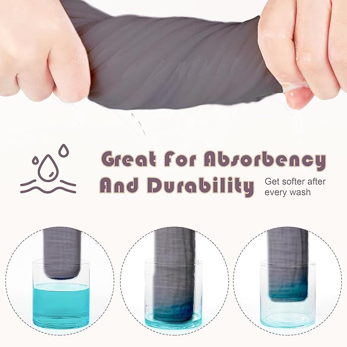 Ease Cubs Muslin Burp Cloths Large 100% Cotton Hand Washcloths for Boys & Girls, Baby Essentials Extra Absorbent and Soft Burping Rags for Newborn Registry (Grey, 12-Pack, 20" X10")