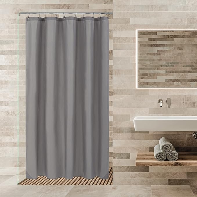 ALYVIA SPRING Stall Fabric Shower Curtain Liner Waterproof - 54" x 72", Soft & Lightweight Stall Size Shower Curtain with Magnets, Machine Washable - 54x72, Grey