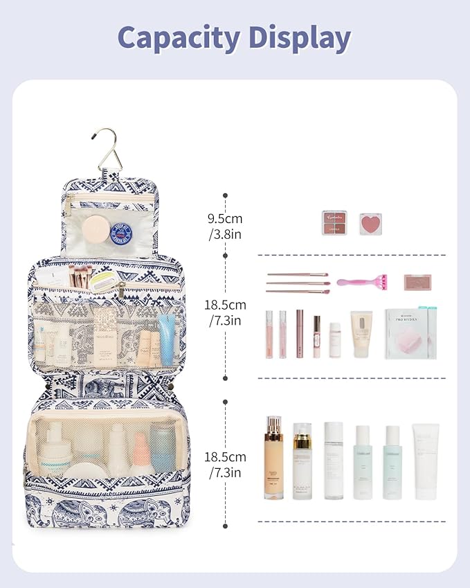 Narwey Small Hanging Travel Toiletry Bag for Women, Travel Bag for Toiletries, Makeup Bag Organizer Cosmetic Bags Make Up Bags for Girls