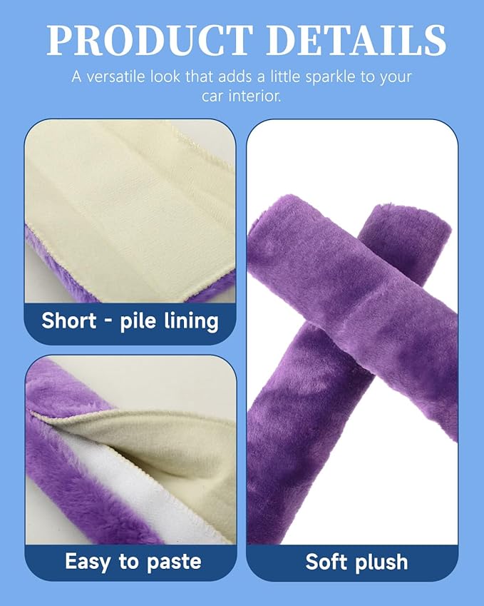 4 Pack Car Seat Belt Pads Shoulder Cover Baby Safety Belt Protector with Adjustable Soft Plush Shoulder Strap Protect Neck and Shoulder (Purple)