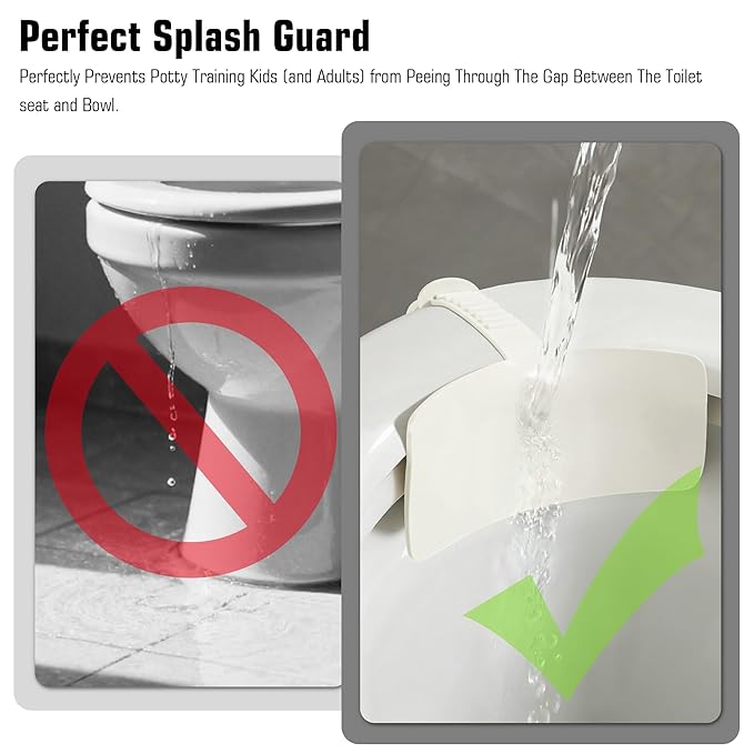 Toilet Pee Splash Guard – Urine Deflector Blocks Leaks Center Strap with Built-in O-Ring | Comfortable Pee Shield for Toddlers, Potty Training & Elderly | Fits Most Toilet Seats (2, 11.4x6.3inch)