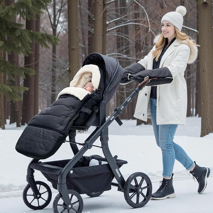 Momcozy Stroller Footmuff Universal | Easily Attaches to Most Strollers | Ultra-Plush,Weather-Proof | Deluxe Warm Stroller Bunting Bag | Extendable Stroller Cover for Winter | Adjustable Buckle