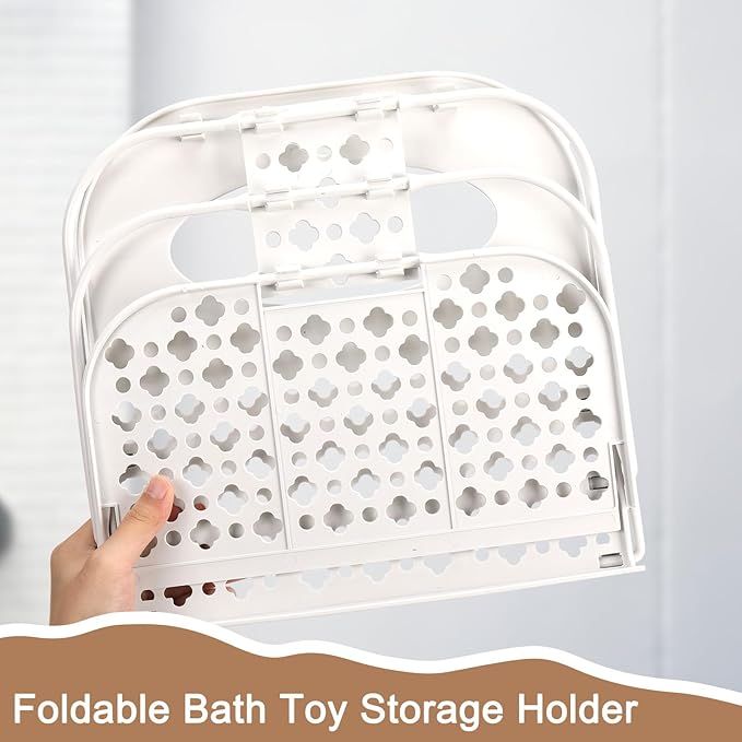Yungyan 2 Pcs Bath Toy Storage Holder Foldable Bath Toy Organizer Large Capacity Bathtub Storage Shower Caddy for Toddlers Bedroom Bathroom Accessories