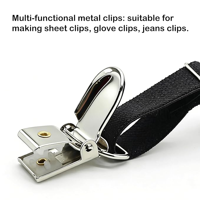 25 PCS 1" Suspender Clips Metal Pacifier Clip Holder for Pacifiers DIY Baby Girl Toy Bibs Garter Making Supplies (Silver, Bulk)