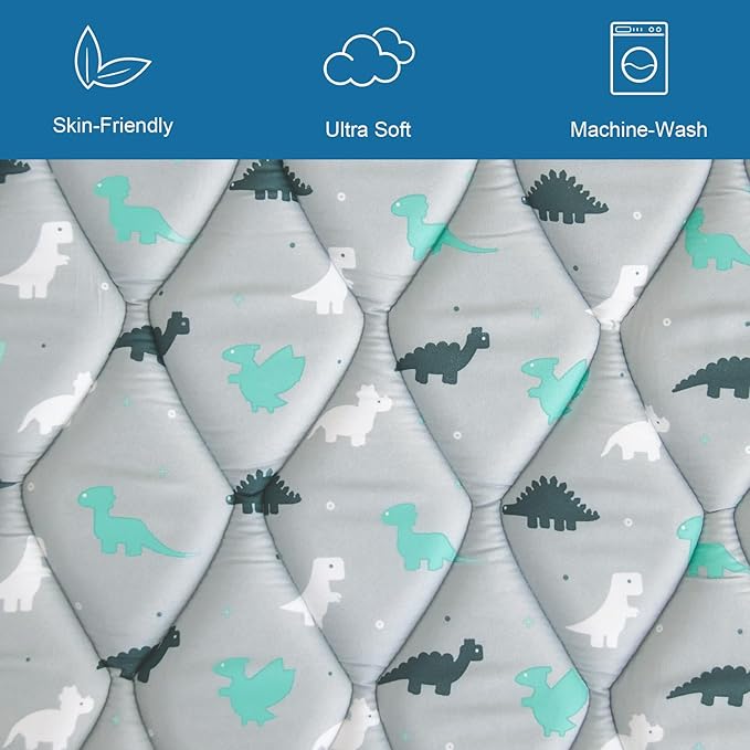 Premium Foam Baby Play Mat 50" X 50", Play Mat for Babies and Toddlers, Baby Floor Play Mat Non Slip, Kids Play Mat for Playpen, Thick One-Piece Crawling Mat, Easy Clean, Grey Dinosaur