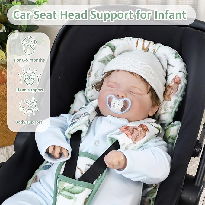 TANOFAR Car Seat Head Support Baby - Infant Car Seat Insert for Newborn Girls Boys - Soft Carseat Head Support for Infant - Newborn Carseat Insert for Car Seats, Strollers, Swings, Bouncer (Animal)
