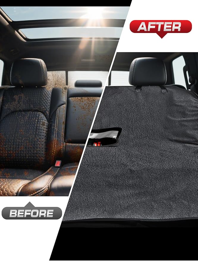 TESFEEL Waterproof Towel Back Seat Cover for Car, Truck, Van & SUV – Durable Rear Bench Seat Cover for Kids & Dogs, Seat Back Protector Easy to Install (Gray)