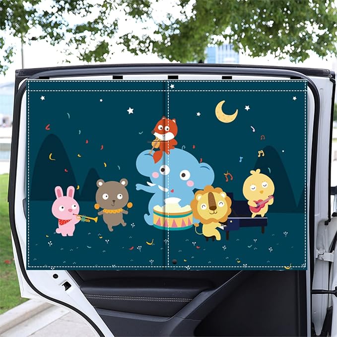 Car Sun Shade for Baby - EOHMAK Car Side Window Sun Shade Cover Upgrade Double Opening Car Interior Curtain Sun Blocker Blind (Party, 1 Pack)