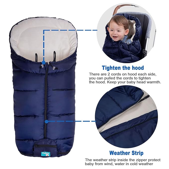 Yobee Universal Stroller Footmuff Premium Pushchair Bunting Bag Winter Buggy Cover Padded Warm Sleeping Sack Tour Stroller Accessories