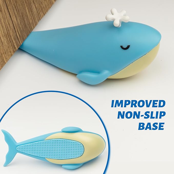 Cute Door Stopper, Cartoon Whale Animal Door Stop, 1 Pack Decorative Door Wedge for Home and Office Floor(Patented)