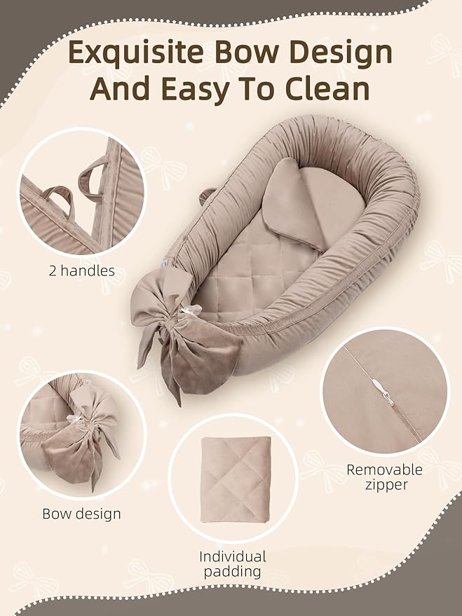 EAQ Baby Lounger, Infant Lounger for Newborn,Portable Baby Nest Cover Breathable & Soft, Newborn Essentials