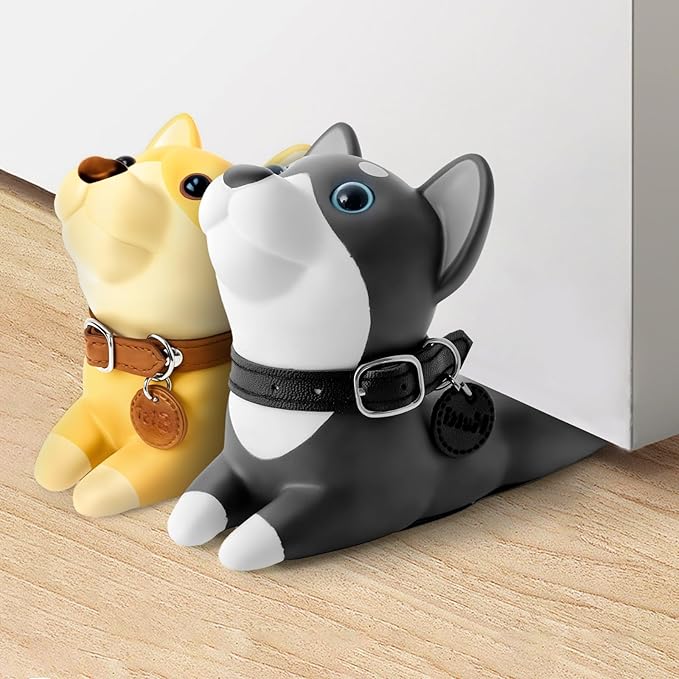 DomeStar Cute Dog Door Stopper, Shiba Inu Door Stop Decorative Animal Doorstop Wedge, Yellow