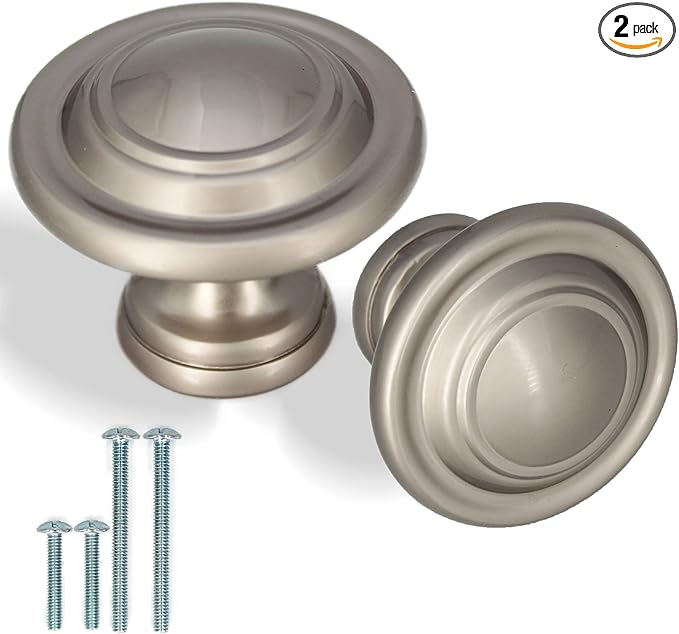 (2 Pack Bifold-Door knob 1-3/4" (44mm) Diameter Large Closet-Door knobs/Bifold-Door knobs (matt Nickel)