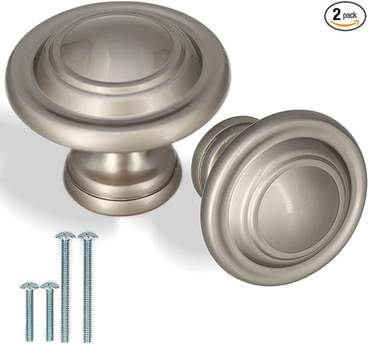 (2 Pack Bifold-Door knob 1-3/4" (44mm) Diameter Large Closet-Door knobs/Bifold-Door knobs (matt Nickel)