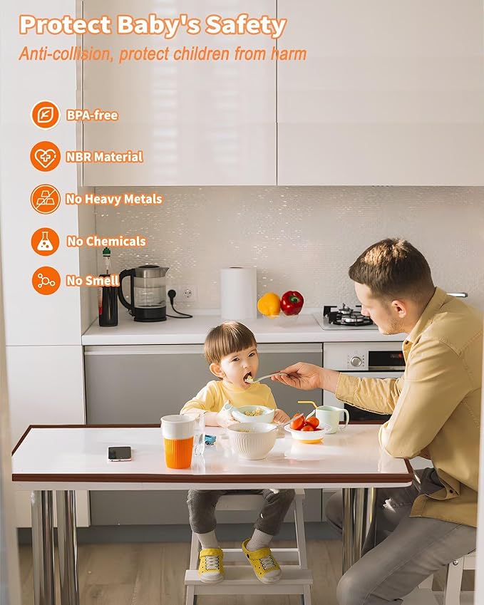 QYV Edge Protector for Baby Proofing, 6.6FT 0.67’’Th L-Shape Air Buffering Soft NBR Rubber Foam Furniture Edge Bumper Guards with 6 Corners, Pre-Taped, Thick Table Bumper Guard for Babies (Coffee)