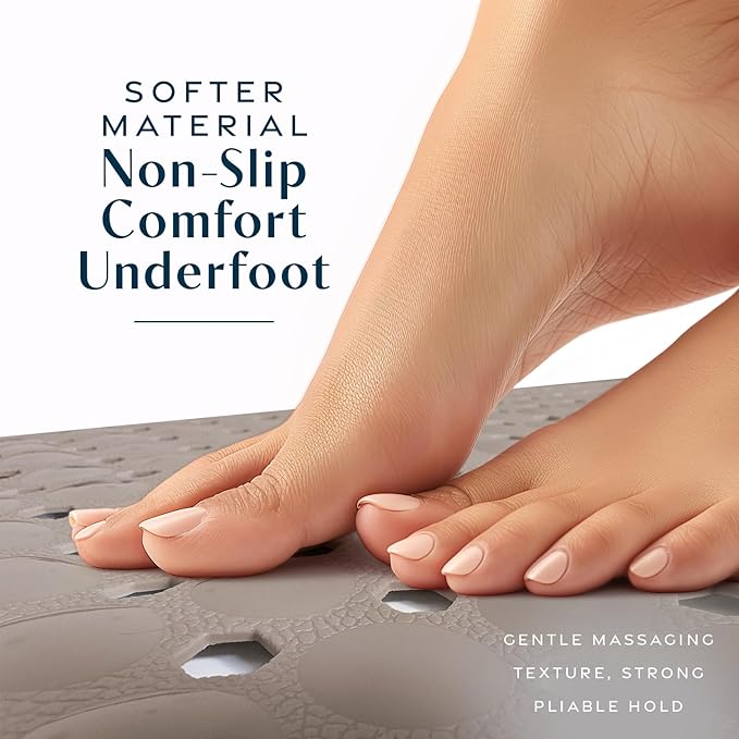 SlipX Solutions Power Grip Bathtub Safety Mat | Precision Grip Technology for Longer, Stronger, & Softer Wet Surface Protection | Solid Tan 39"x16"