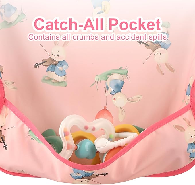 Accmor 5 Pack Long Sleeve Bibs, Baby Smock Waterproof Sleeved Bib Smock for Baby Toddler 6-36 Months