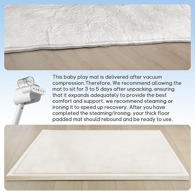 Baby Play Mat for Floor Nursery Rug Muscle Mat Area Rug Playroom Rug 65"x50" Playpen Mat Memory Foam 1.3" Thick Crawling Mat for Babies,Toddlers, Infants, Kids,Cream