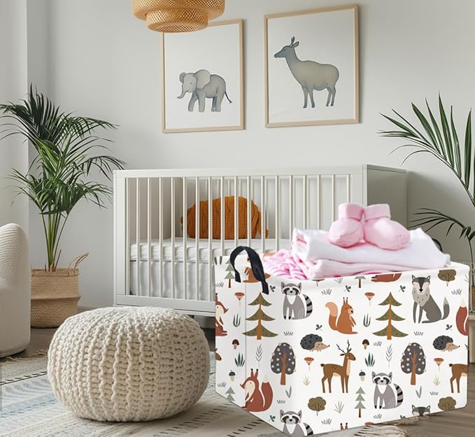 TIBAOLOVER Rectangular Kids Storage Bin Gift Basket - Cute Kids Toy Organizer Shelf Book Basket Room Decor(Animal)
