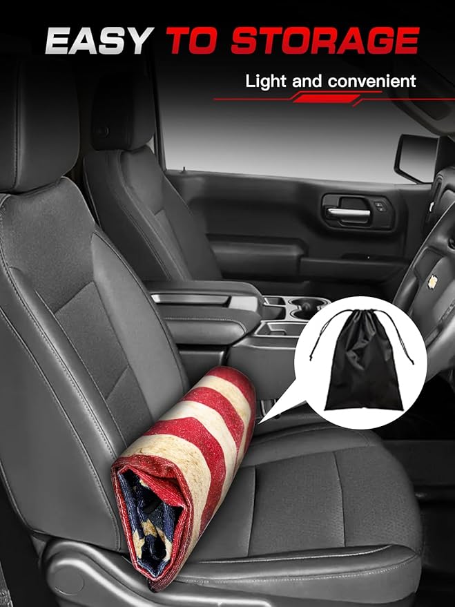 TESFEEL Universal Car Seat Cover Towel, Waterproof Washable Sweat Protection for Front Bucket Seats, Non-Slip Fit, Fits Cars SUVs Trucks, Ideal for Gym, Kids, Pets, (American Flag, 1 Pack)