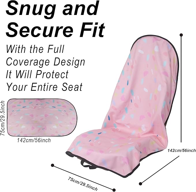LoyaGour Car Seat Cover Protector Front Seats,for Gym Workout,Running,Swimming,Beach and Hiking,Waterproof Sweat Towel Bucket Seat Covers for Cars SUV Trucks (Pink Marbling, 1Pcs)