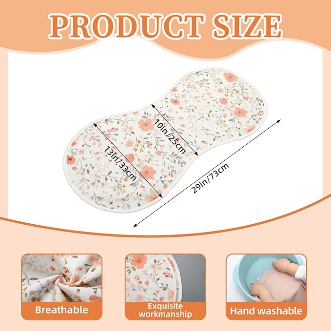 Hahafelt 3 Pcs Changing Pad Liners Fits in Peanut Shape Changing Pad Waterproof Diaper Mats Organic Cotton Peanut Mats are Warm on a Baby's Back, Washable Reusable(Fresh Style,White)