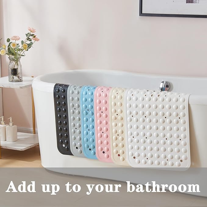 YANZIFLY Bathtub Mat for Shower: Soft Silicone Bath Mat Non Slip with Suction Cups Tub Mat for Bathroom for Family Extra Large Shower matt Machine Washable - Pink