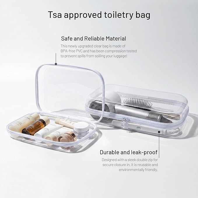 2 Pack Travel Toiletry Bags,Large Toy Storage Bags,Clear Hard Shell Zipper Case,Waterproof Toys Storage and Organizer Bags for Puzzles,Board Game,Cosmetics,Reusable Organizer Bags for Snacks
