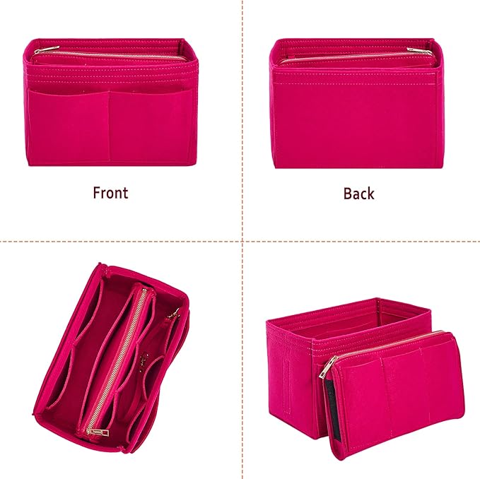 Vercord Felt Organizer Insert For Purse Handbag Tote Bag In Bag Inside Shaper Divider Neo Rose Small