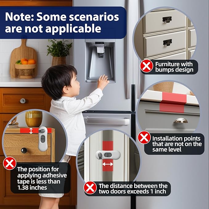 5-Pack Child Proof Refrigerator Lock with 3M Adhesive, Baby Child Safety Cabinet Locks, Kids Safety Fridge Locks for Oven Drawers Freezer Door Latches- Grey