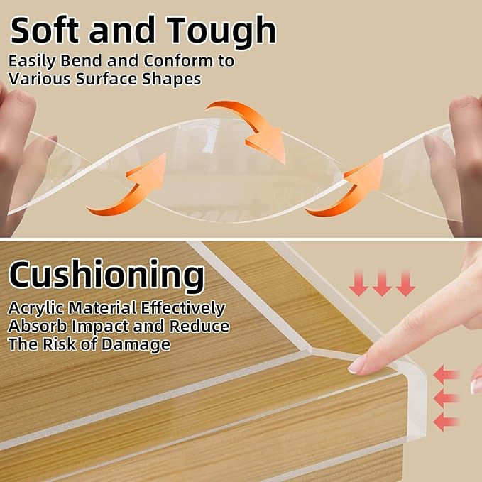 2Pack Clear Edge Protector,Safe Corner Protector, Anti-Sharp Edge Protector, for Furniture, Drawers, Tables, Cabinets 2inX6.6FT