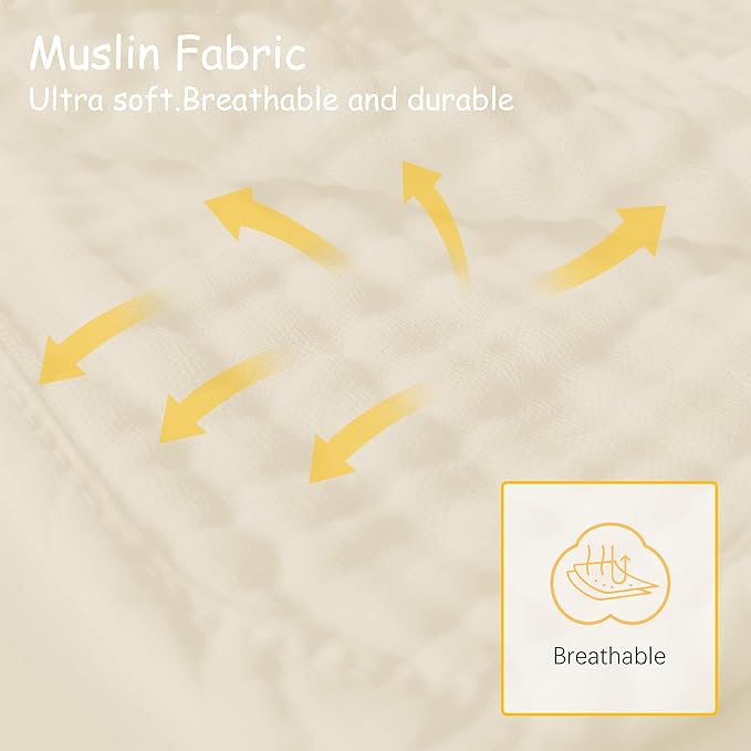 Lovely Care 12 Pack Muslin Burp Cloths 100% Cotton Muslin Cloths Large 20''x10'' Extra Soft and Absorbent Baby Burping Cloth - Ivory