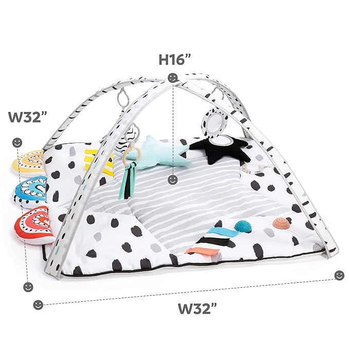 LADIDA Tummy Time Mat, Stage Based Baby Play Gym, Multi-Sensory & Motor Skills Development Baby Play Mat with 12 Toys, Portable Activity Mat Designed for Newborns to Toddler, Easy to Install & Clean