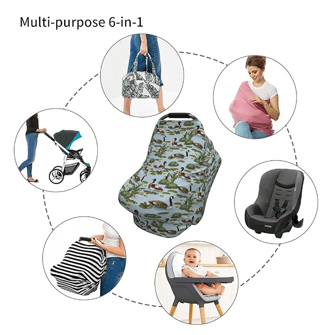 Duck Car Seat Canopy, Baby Breastfeeding Cover, Multi Use Baby Stroller and Carseat Cover, Boys and Girls Shower Gifts