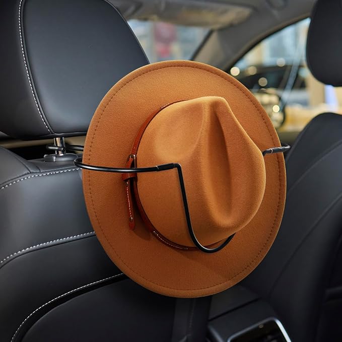 Folding Design Hat Rack For Car, Cowboy Hat Holder For Truck SUV Car(keep Hat Shape), Automotive Seat Back Hard Hat Holder Car Clothes Hanger, Cowboy Hat Organizer for Automotive Travel