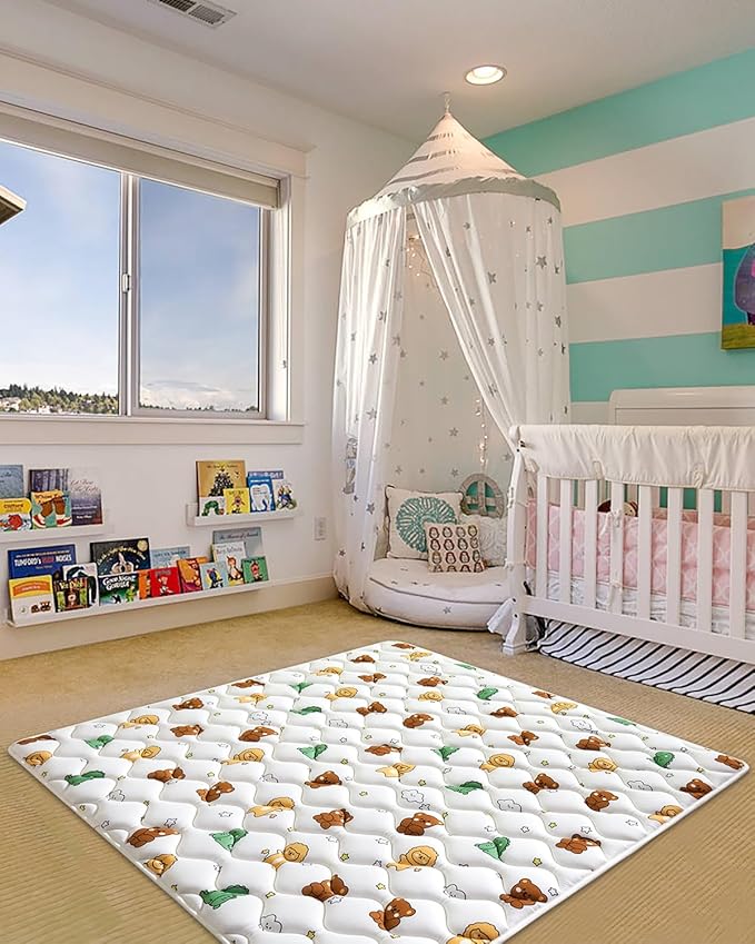 Premium Baby Play Mat 36" X 36", Thicken Foam One-Piece Crawling Mat, Non-Slip Cushioned Baby Playmats for Infants, Babies, Toddlers, Foldable and Machine Washable