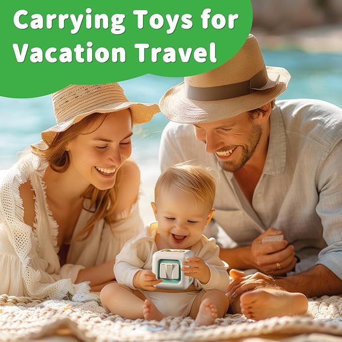 Busy Cube Toy, Sensory Toys for Toddlers 1-3, Baby Car Seat Toys 12-18 Months, Toddler Airplane Travel Toys Age 1-2, Learning Fine Motor Skills, 1st Birthday Gifts