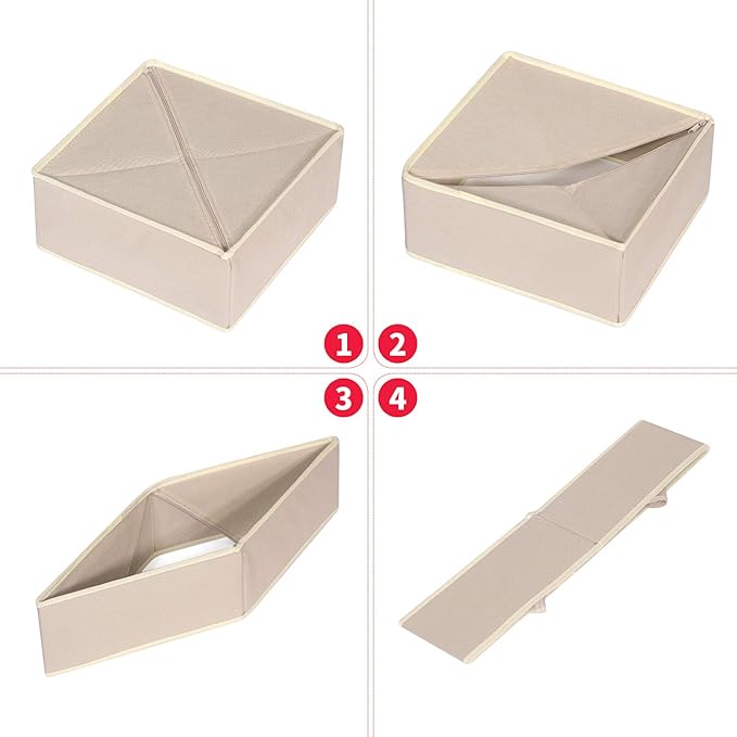 DIOMMELL 11 Pack Foldable Cloth Storage Box Closet Dresser Drawer Organizer Fabric Baskets Bins Containers Divider for Clothes Underwear Bras Socks Lingerie Clothing,Beige 245