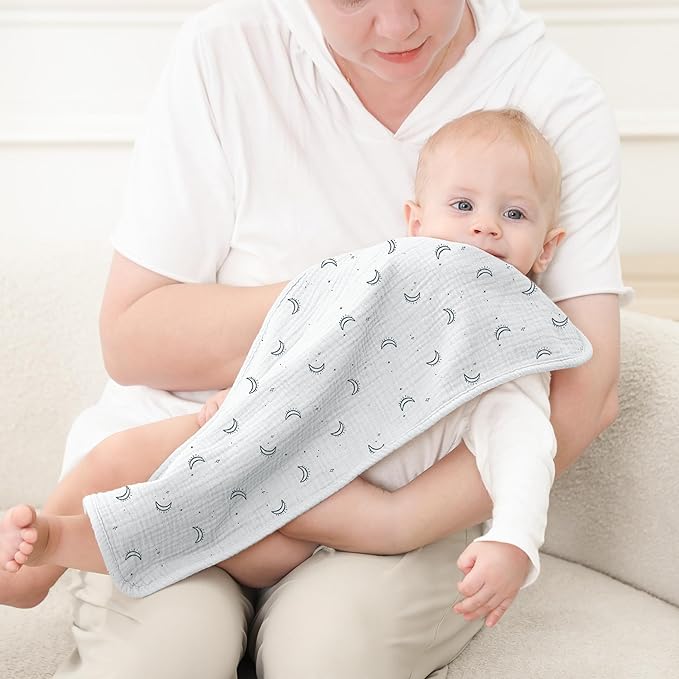 Susurration Muslin Burp Cloths, Soft Baby Burping Cloths for Unisex Boys and Girls, Newborn Essentials Large Extra Absorbent Washcloths, 20x10in, 6 Pack