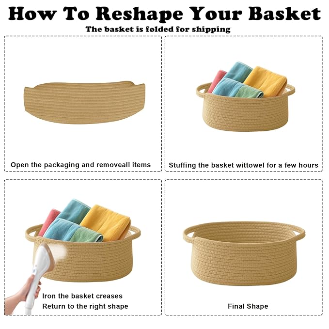 Small Woven Rope Basket-Empty Gifts Basket with Bag and Ribbons,Cute Handle Organizer Box for Birthday/Baby Shower, Toy Storage, Nursery Organizing & Shelf Decor(White&Black)