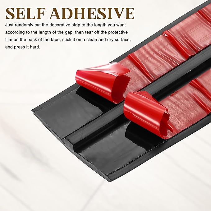 uxcell T-Molding Transition Strips, 9.84 ft x 1.97" (L x W) PVC Floor Flat Divider Strip Self Adhesive Vinyl Flooring Edging Trim for Joining Floor Gaps Doorways, Black