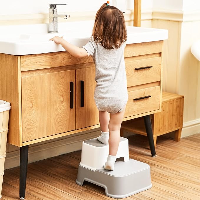 Toddler Step Stool for Bathroom,Kids Step Stool for Potty Training,Toilet Stool, Slip Resistant (Blue, 2)