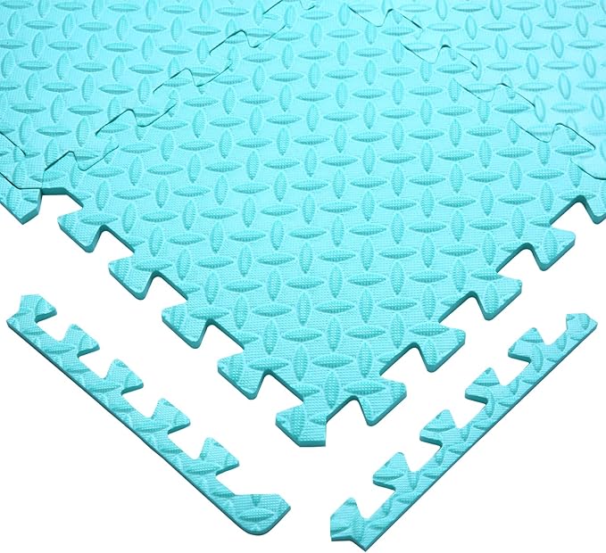 Coolcandy Baby Foam Play Mat 16Pcs with Edge Strips, 4 Colors Interlocking Floor Tiles, 0.4″ Thickened Non-Slip Puzzle Floor Mat for Infants Toddlers Playroom & Daycare